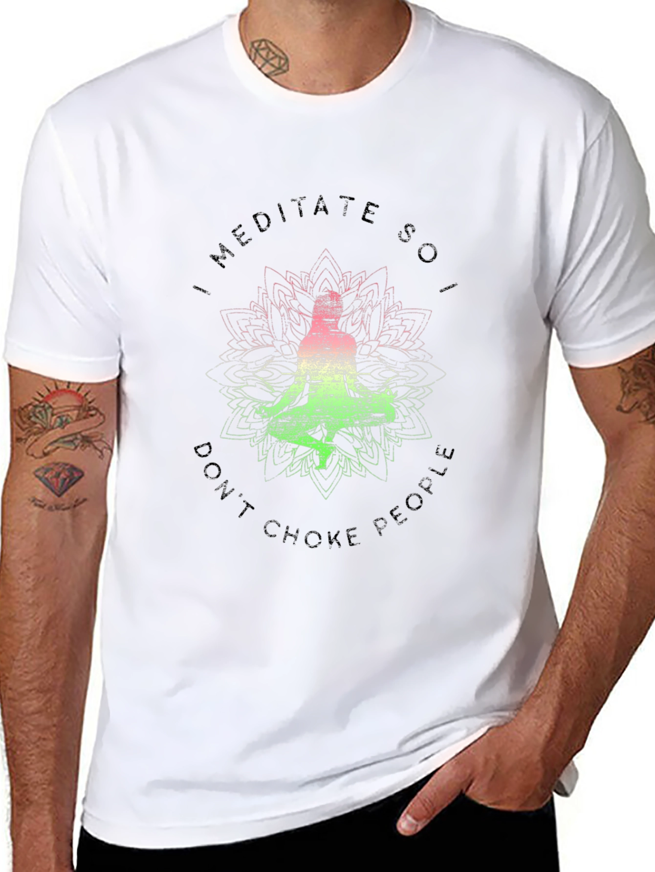 Meditate Funny Graphic T-Shirt Black