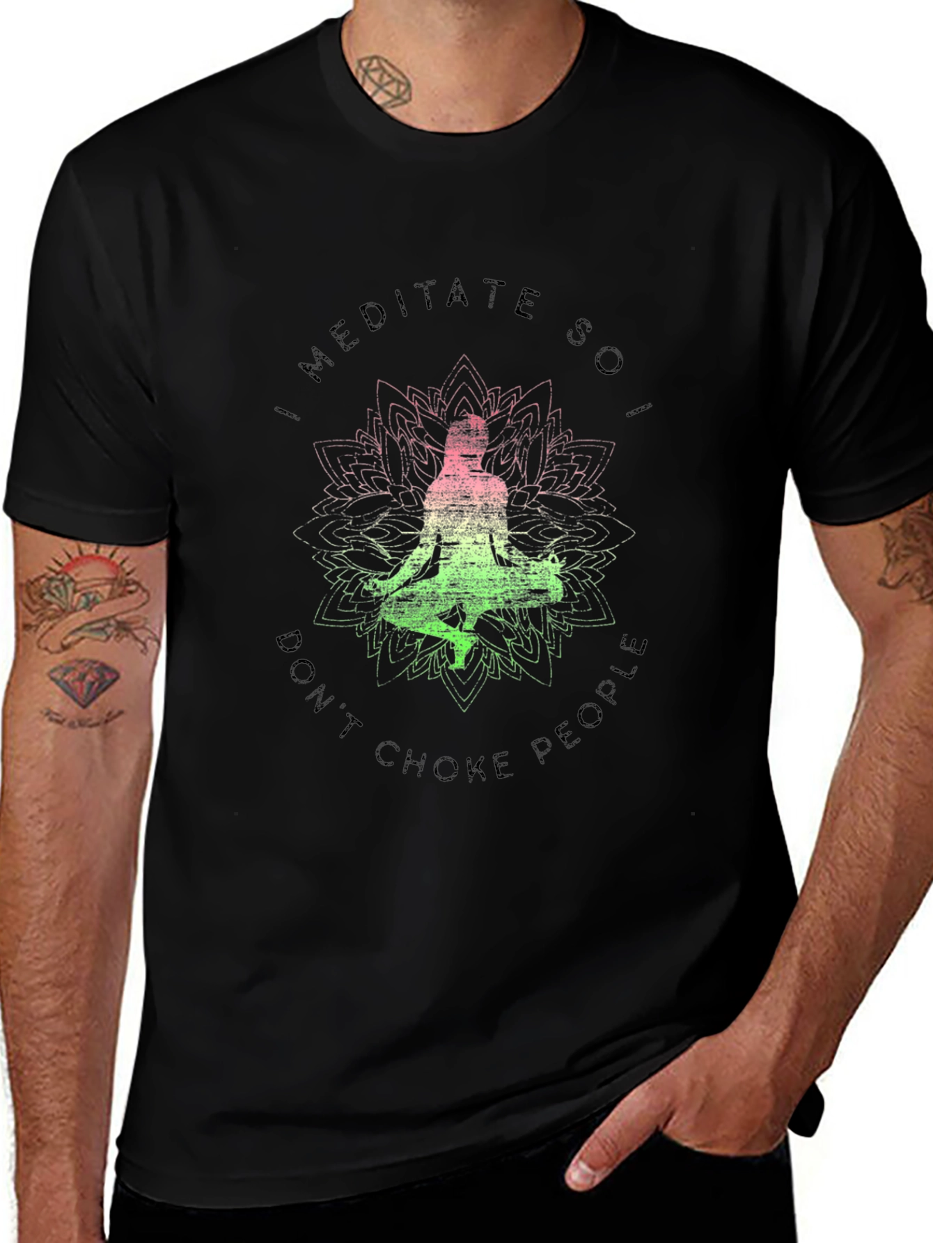 Meditate Funny Graphic T-Shirt Black