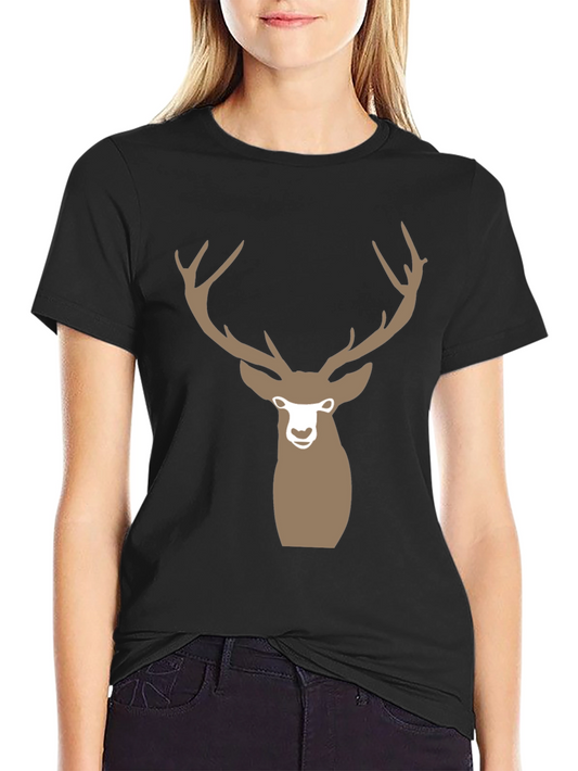 Deer Graphic Print Black T-Shirt