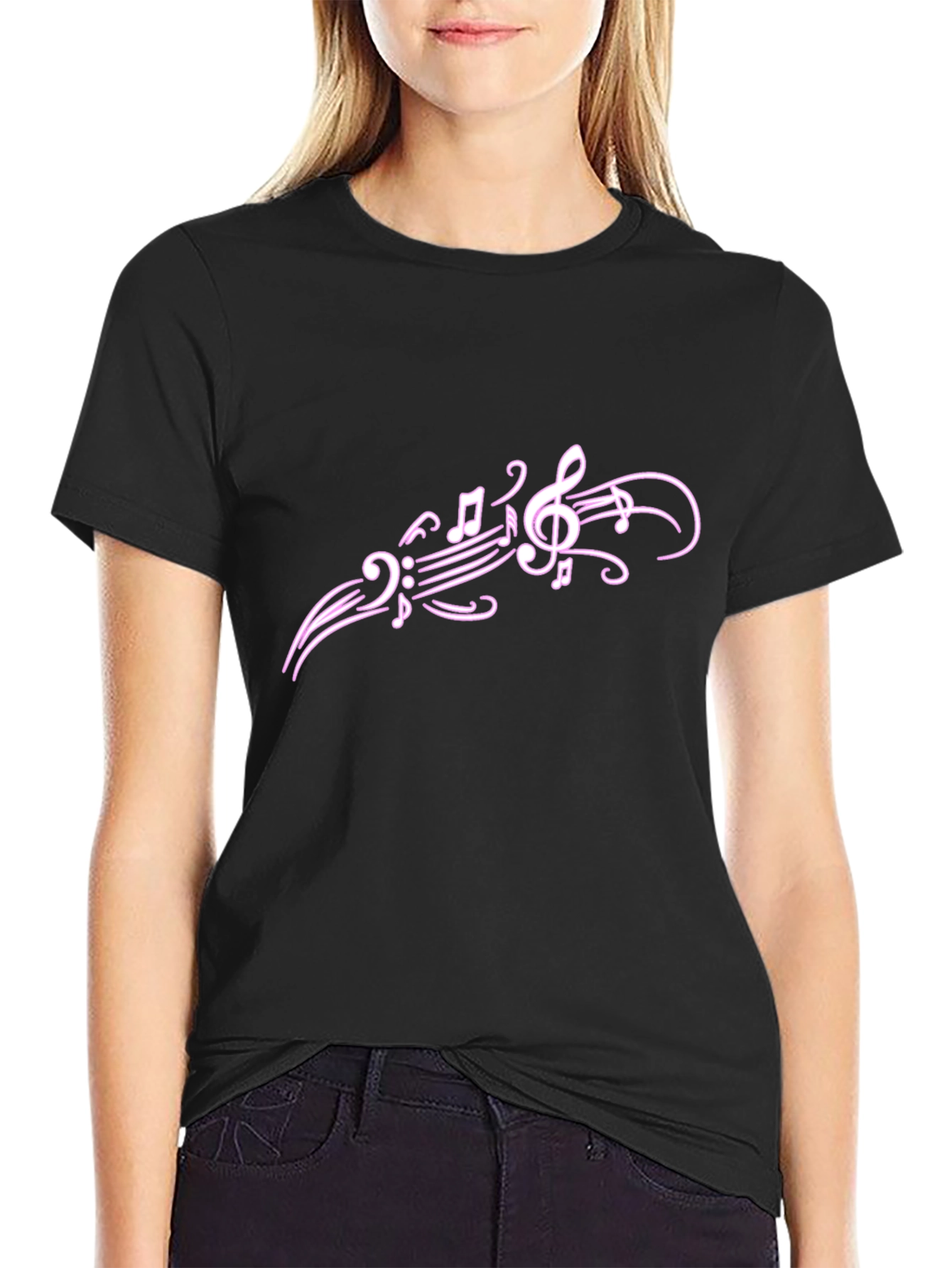 Music Notes Graphic T-Shirt - Casual Style
