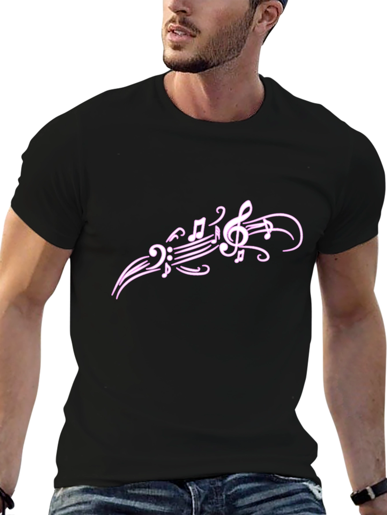 Music Notes Graphic T-Shirt - Casual Style
