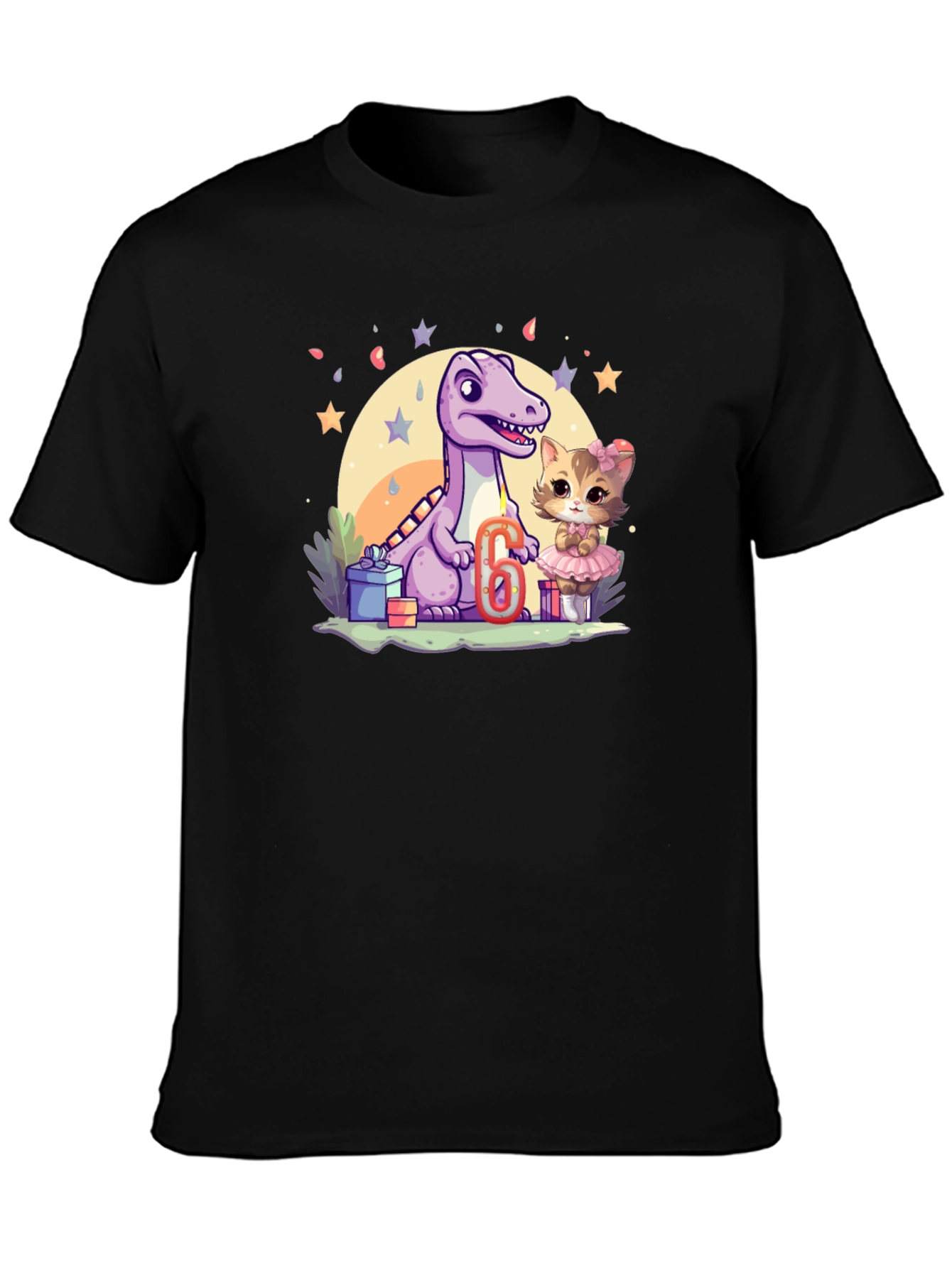 Dinosaur & Cat Birthday T-Shirt