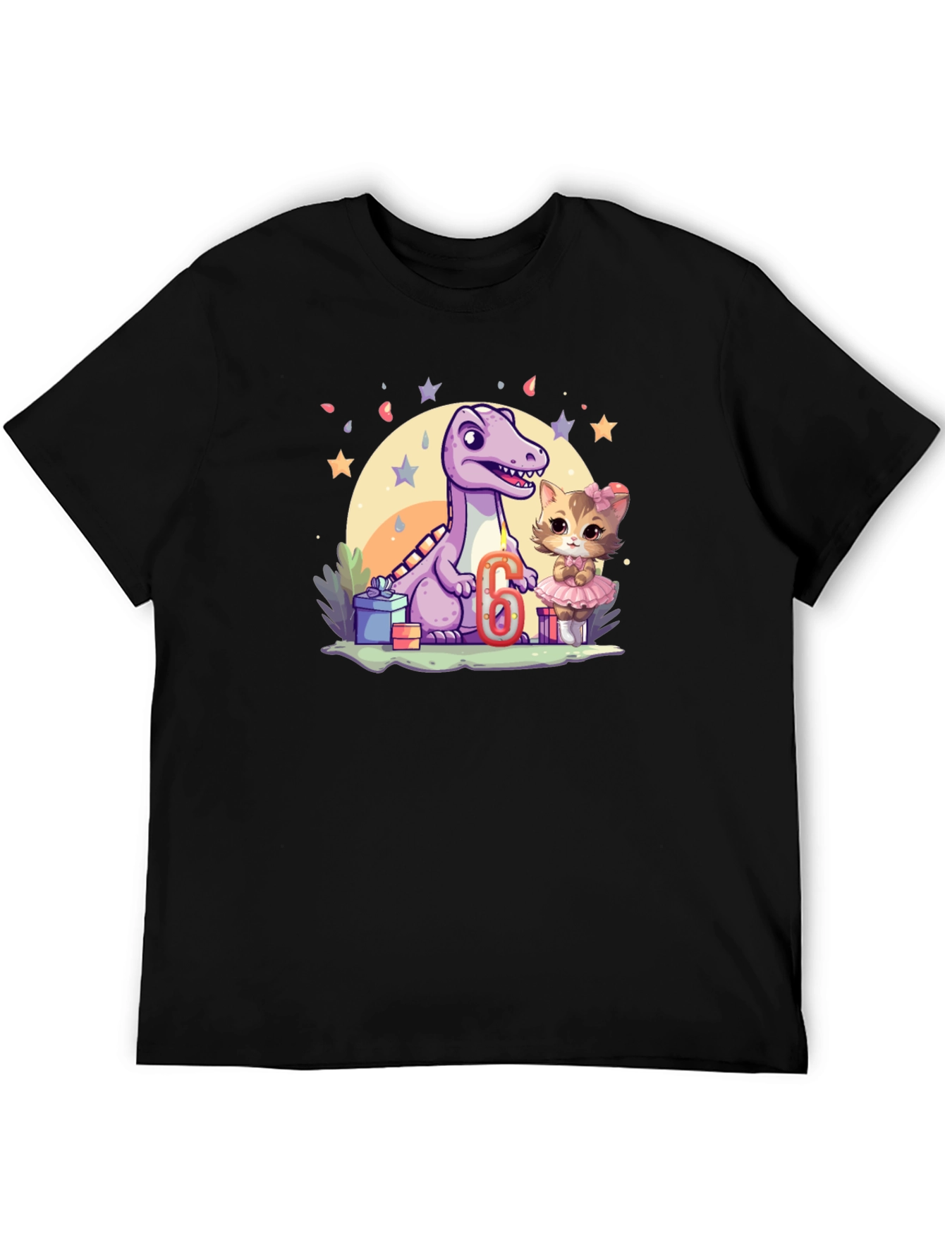 Dinosaur & Cat Birthday T-Shirt