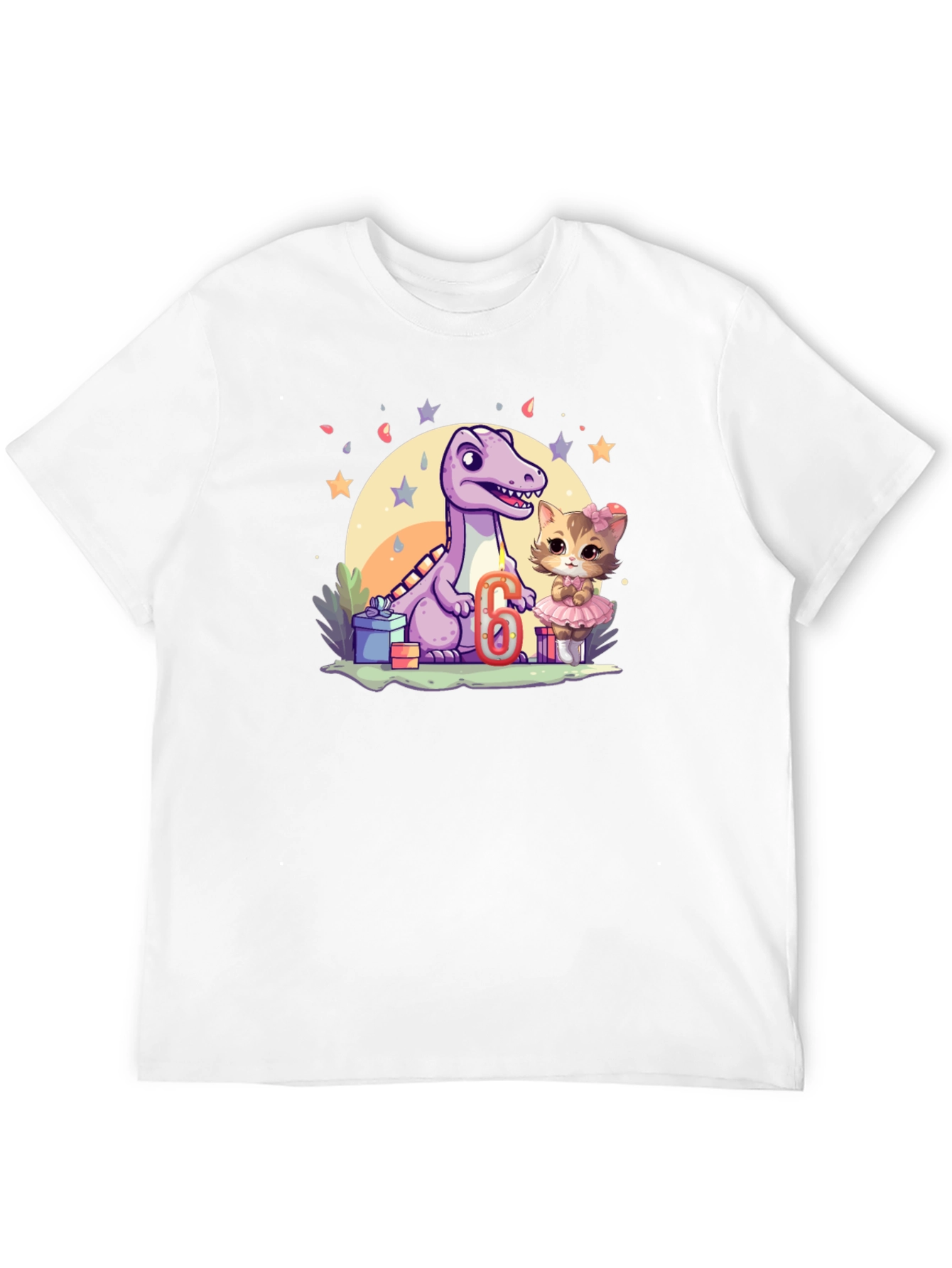 Dinosaur & Cat Birthday T-Shirt