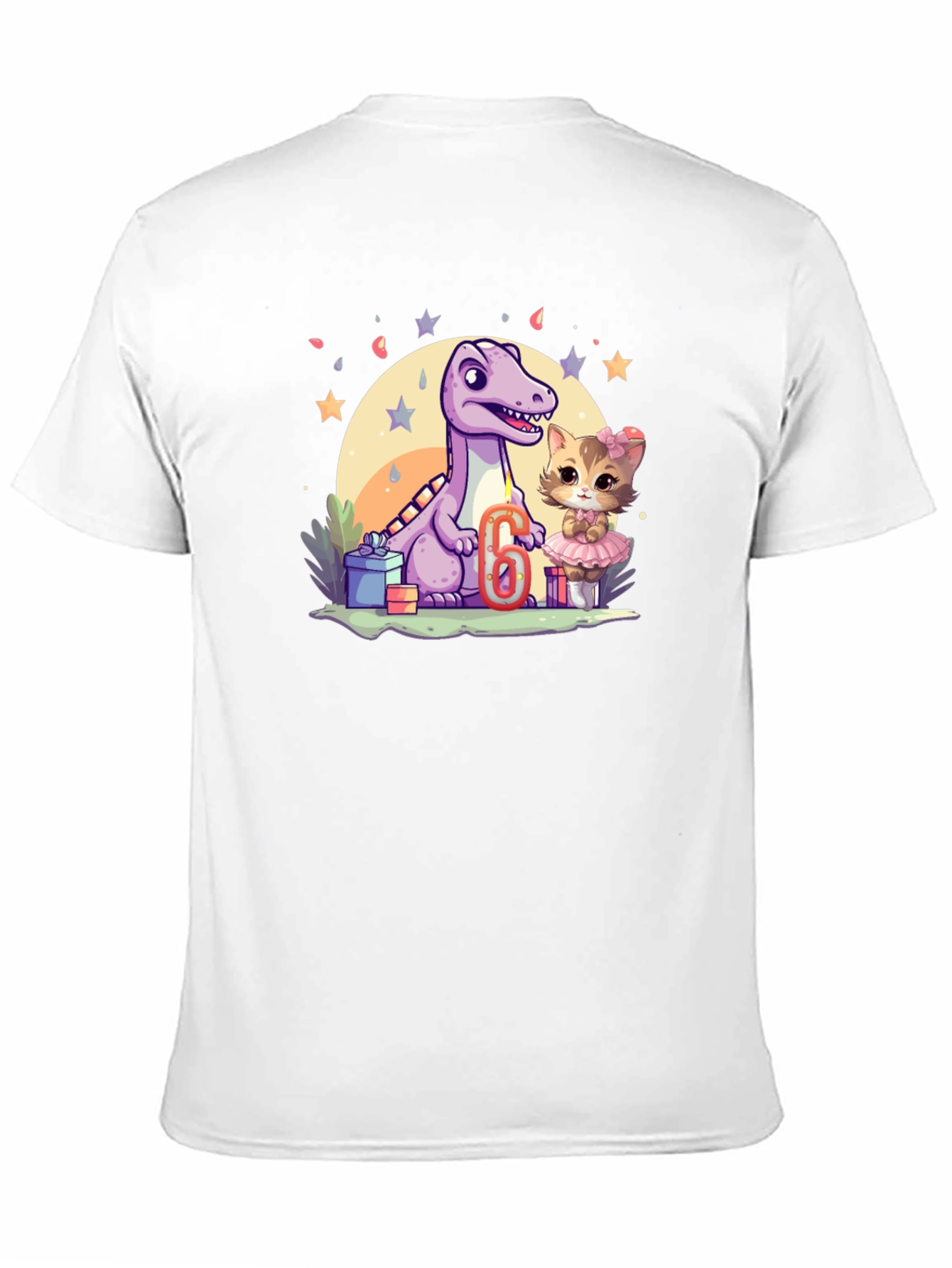 Dinosaur & Cat Birthday T-Shirt