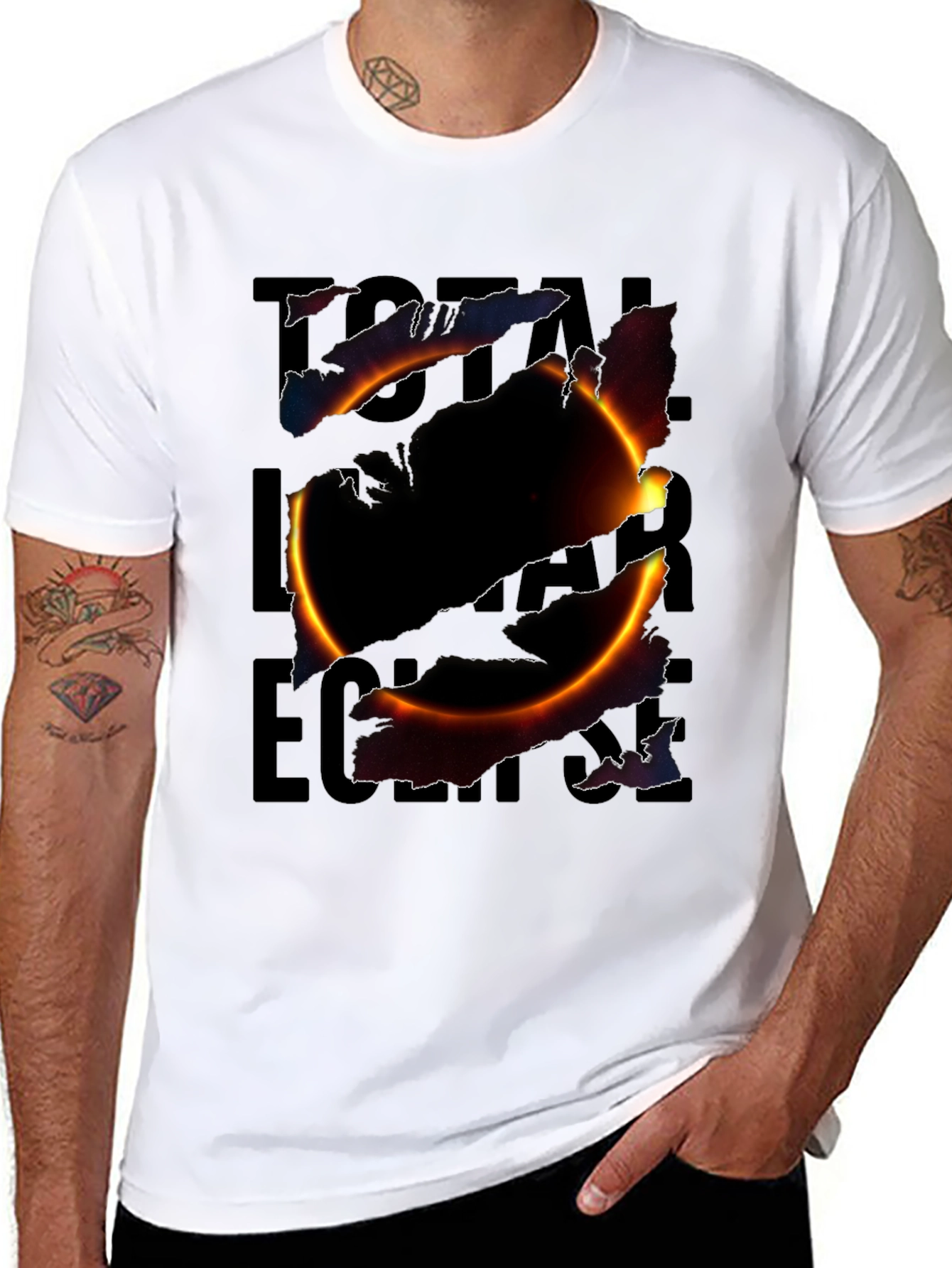 Total Solar Eclipse Graphic Print Black T-Shirt