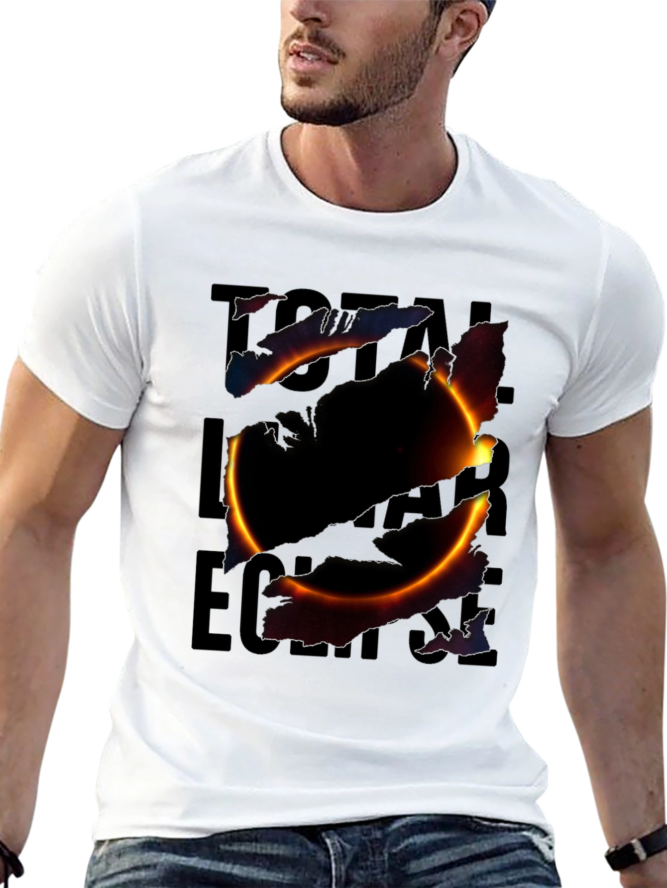 Total Solar Eclipse Graphic Print Black T-Shirt