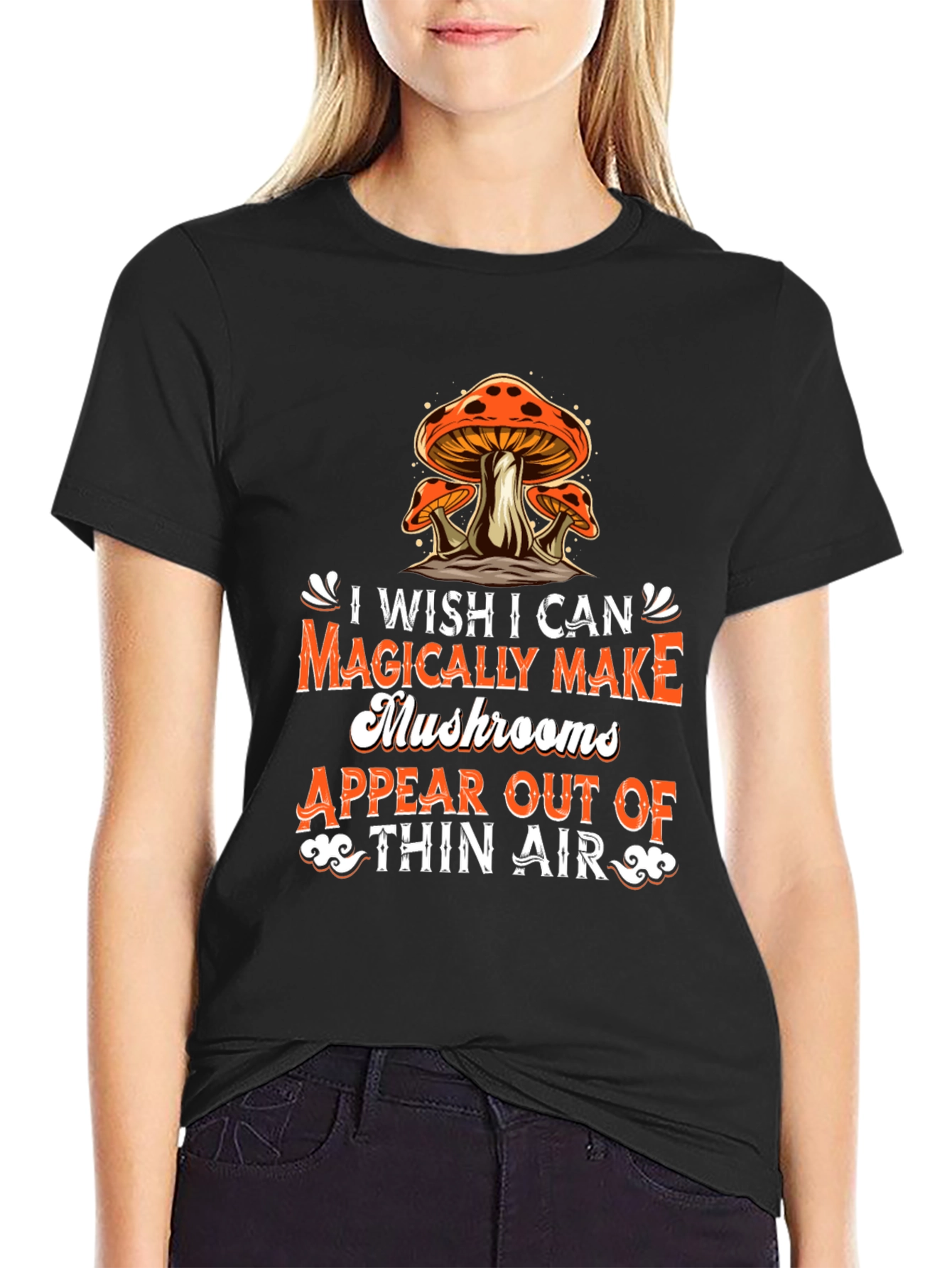 Magical Mushrooms Graphic Tee - Black Cotton T-Shirt