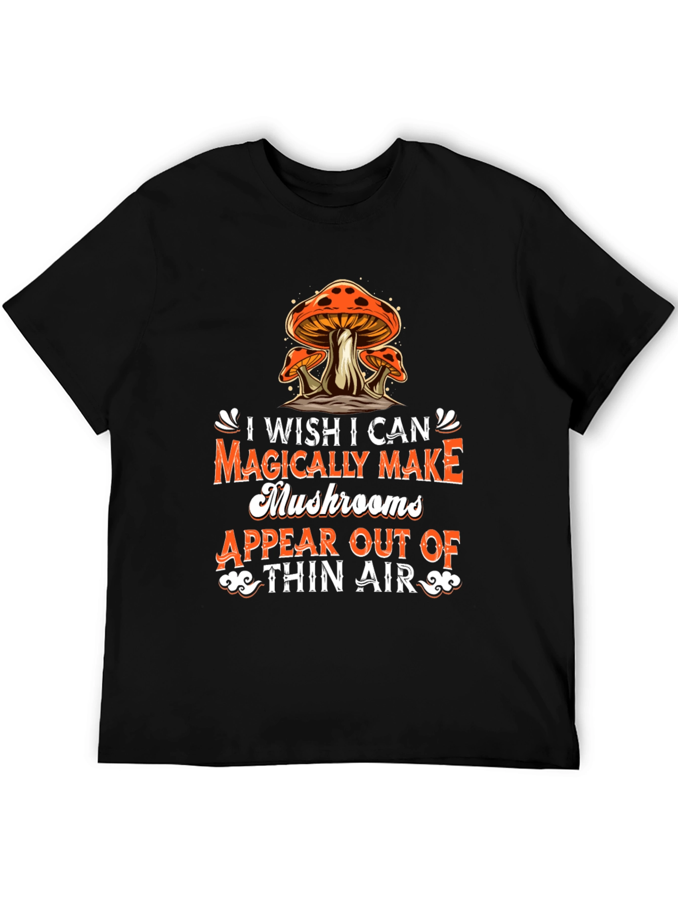 Magical Mushrooms Graphic Tee - Black Cotton T-Shirt