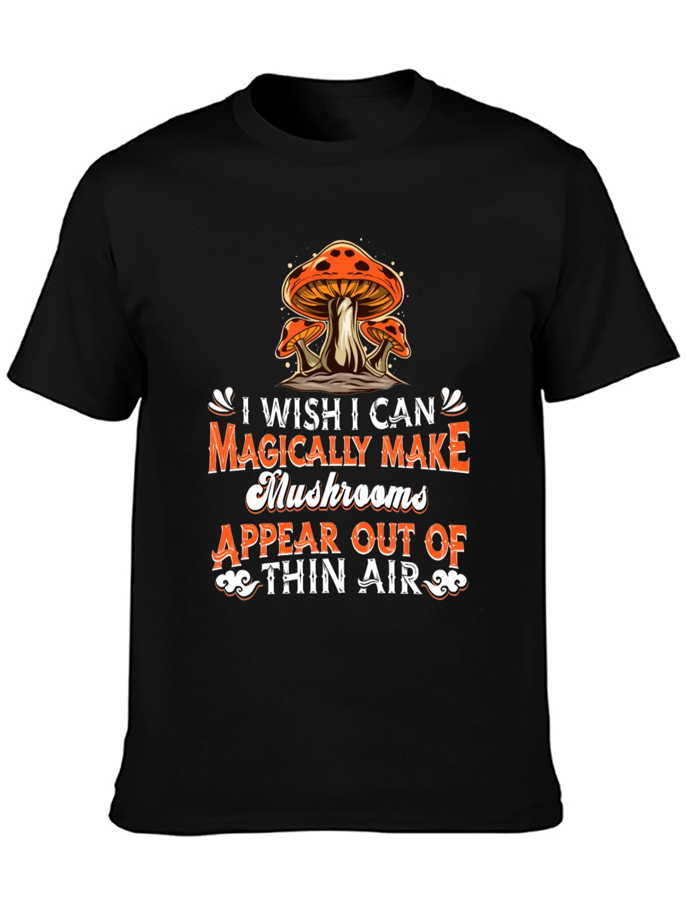 Magical Mushrooms Graphic Tee - Black Cotton T-Shirt