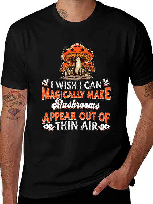 Magical Mushrooms Graphic Tee - Black Cotton T-Shirt