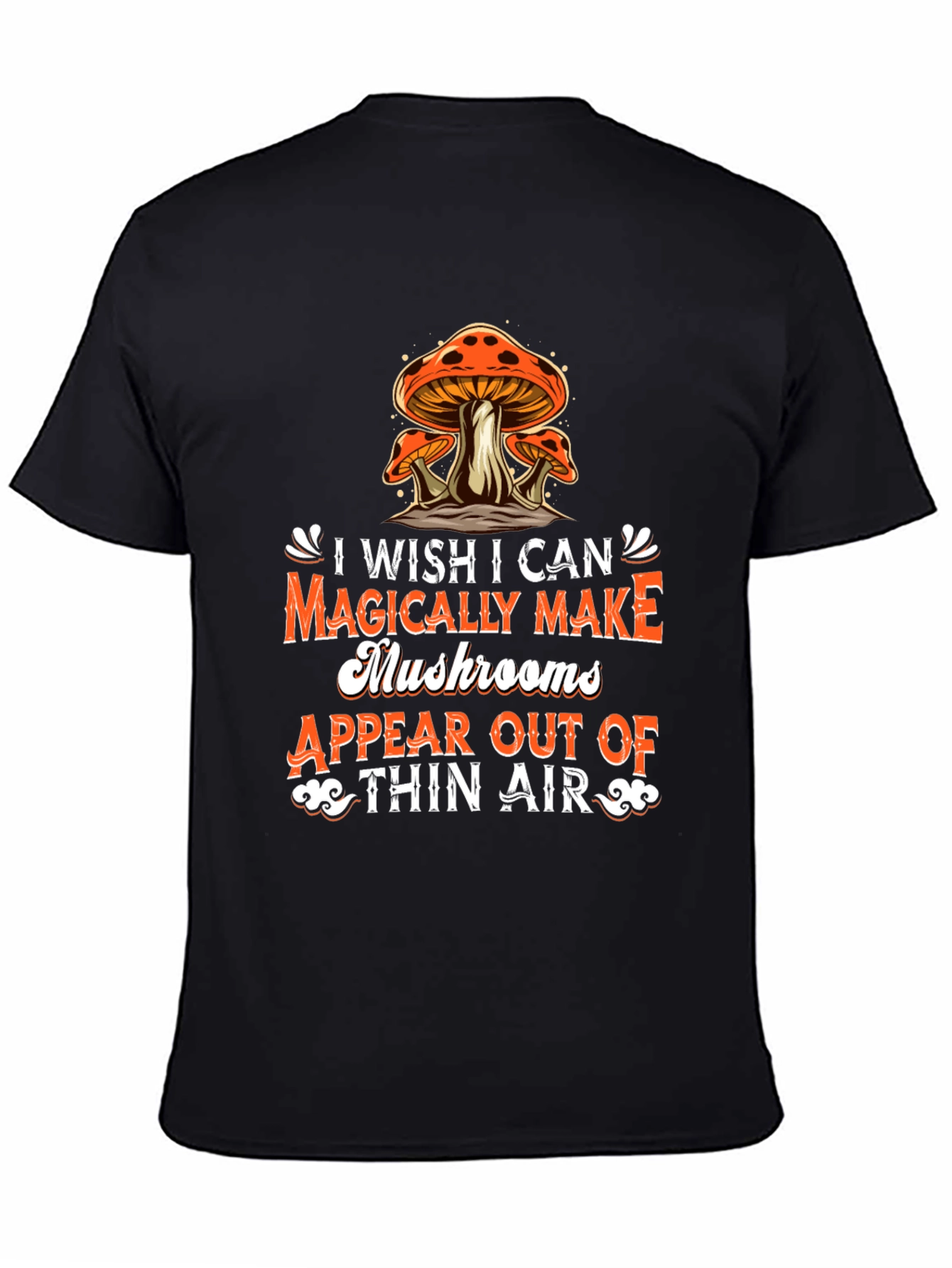 Magical Mushrooms Graphic Tee - Black Cotton T-Shirt