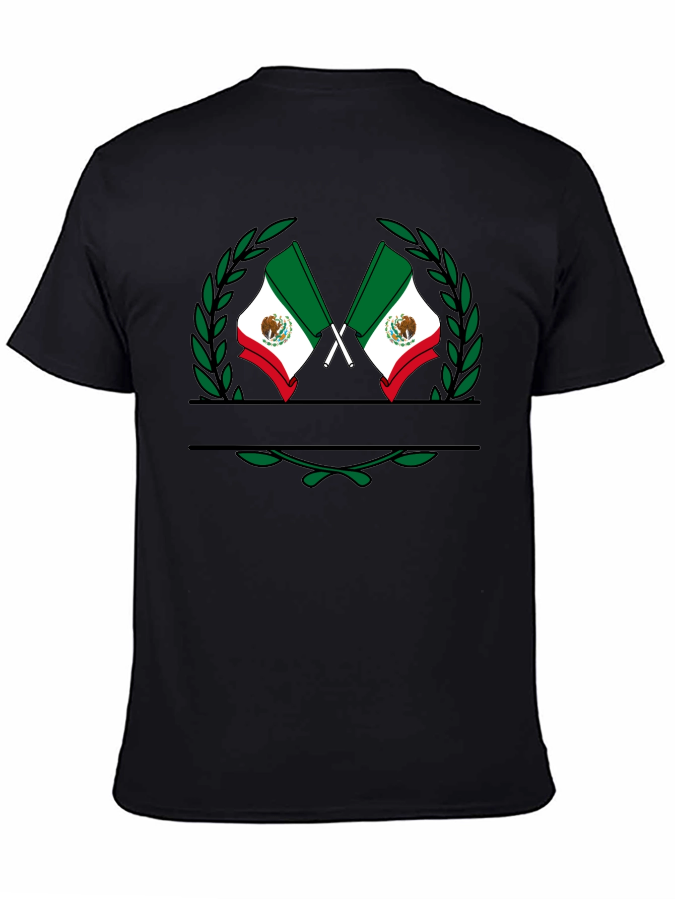 Mexican Flag Wreath Black T-Shirt