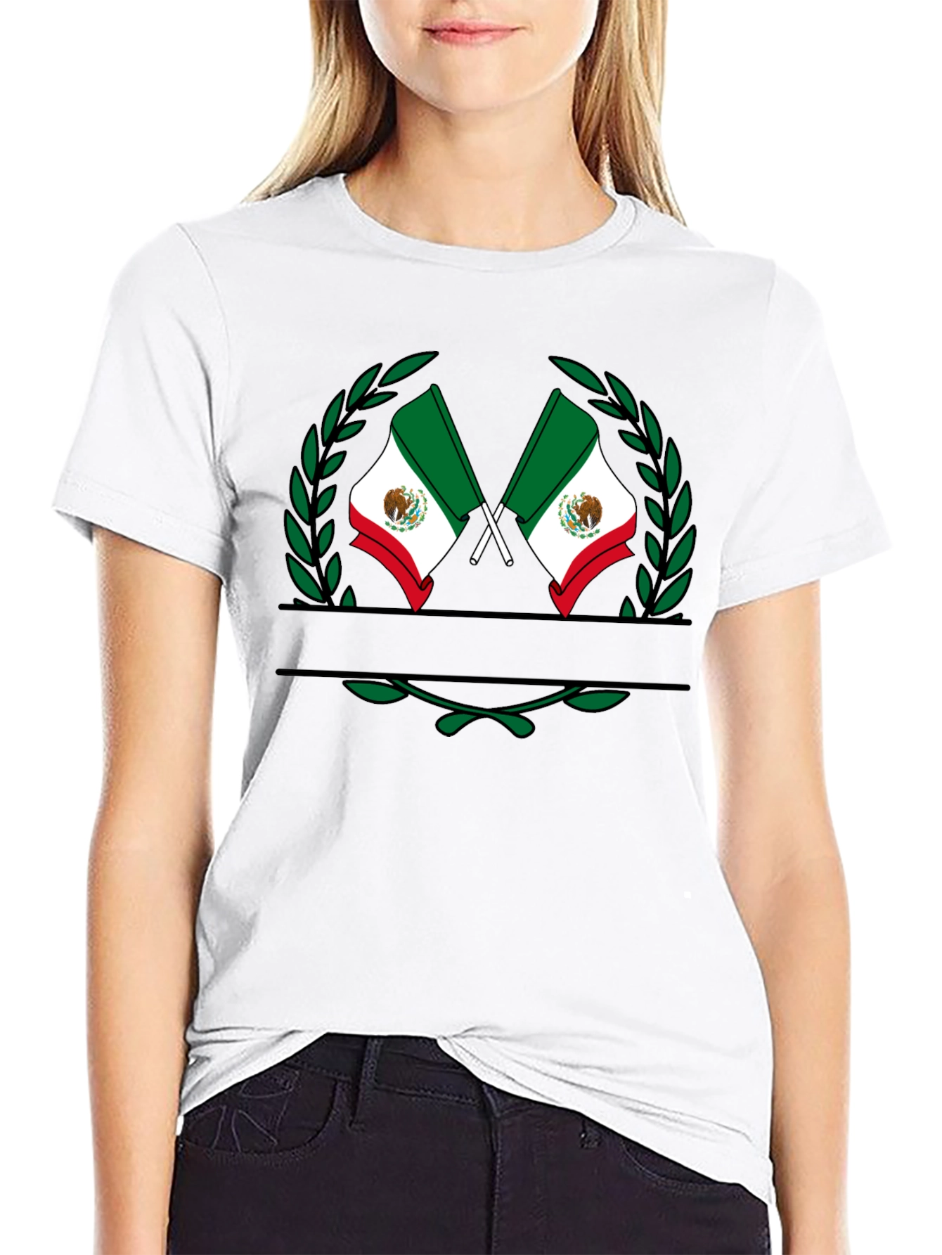 Mexican Flag Wreath Black T-Shirt