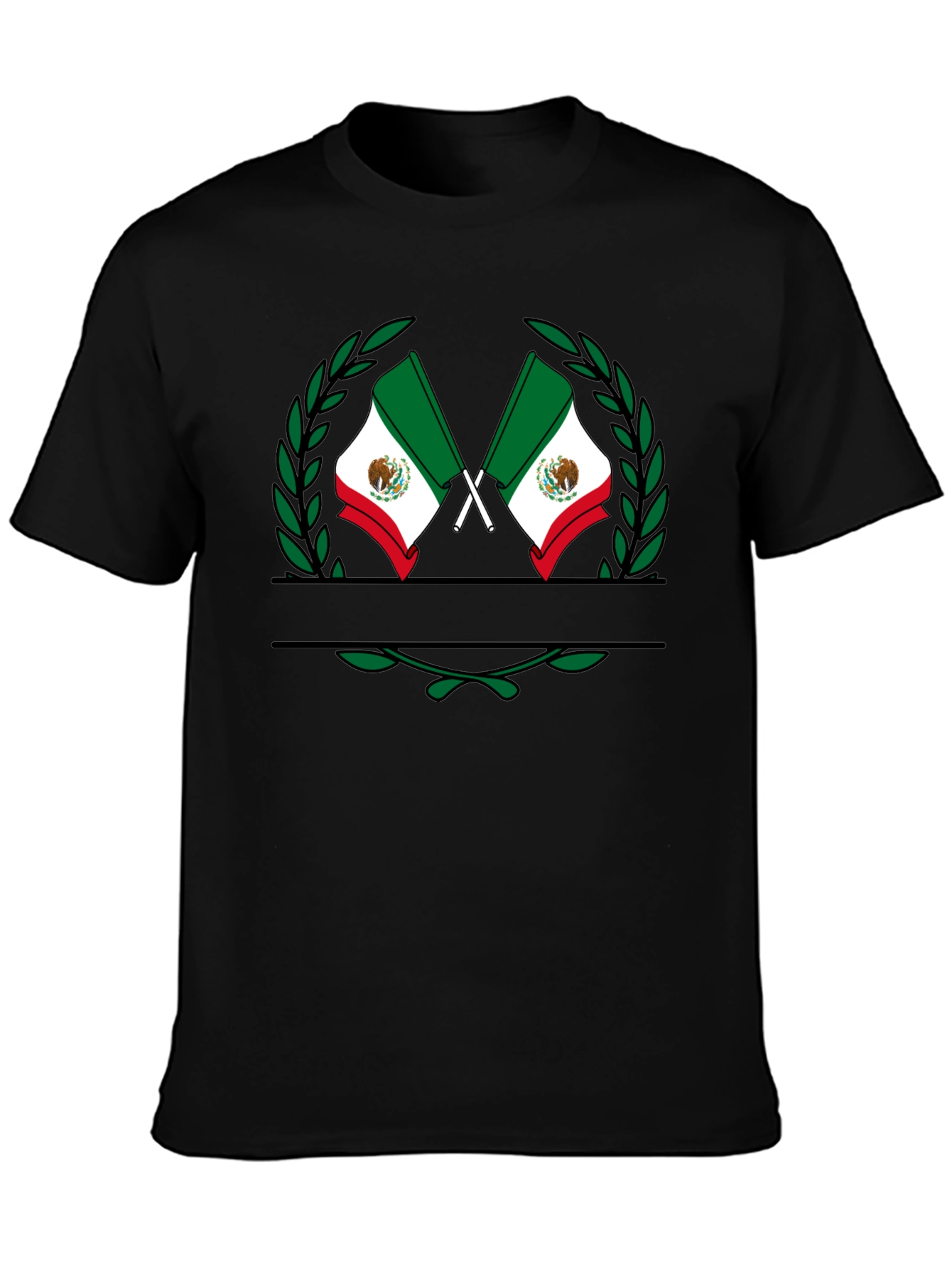 Mexican Flag Wreath Black T-Shirt