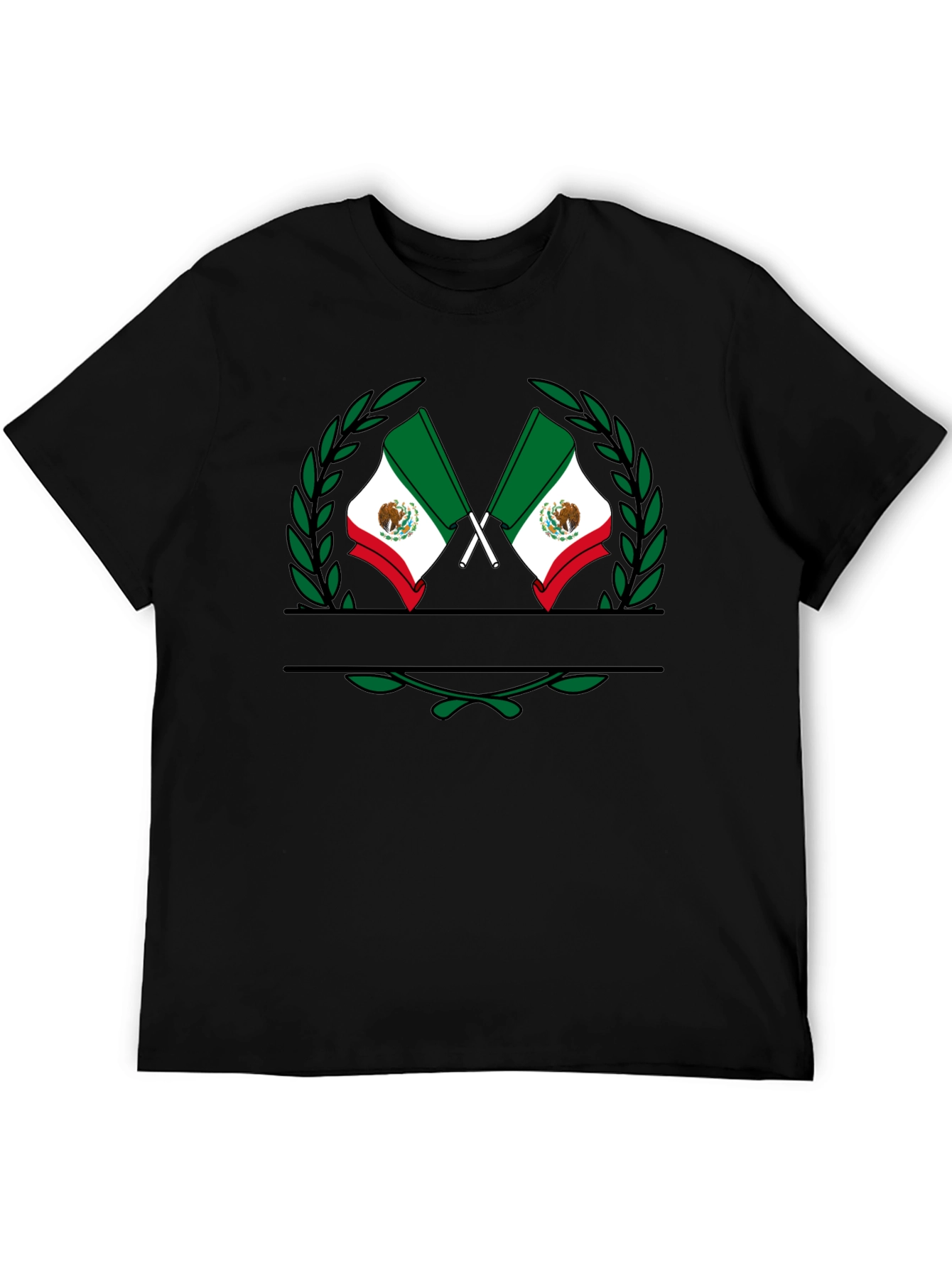 Mexican Flag Wreath Black T-Shirt