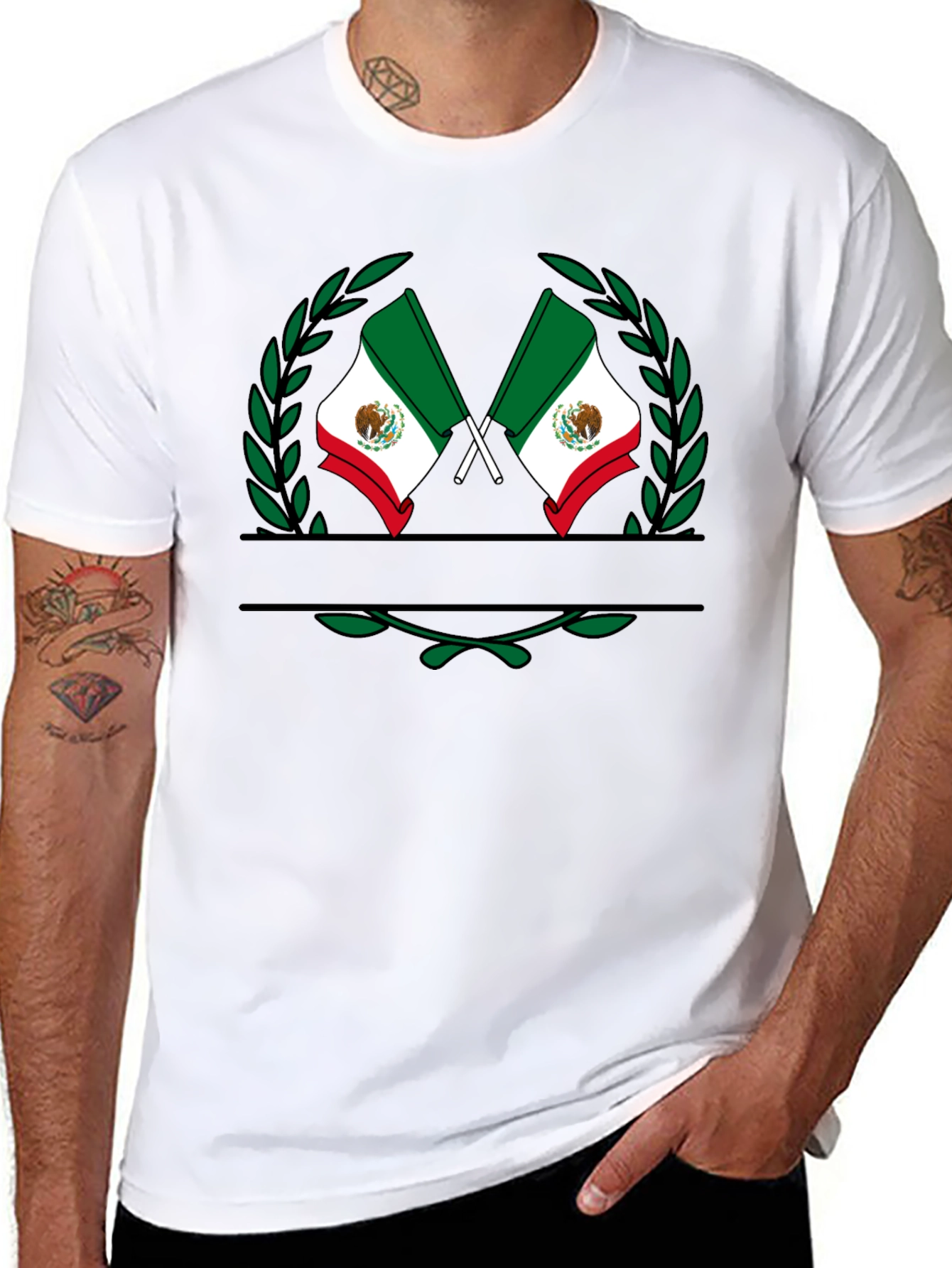 Mexican Flag Wreath Black T-Shirt