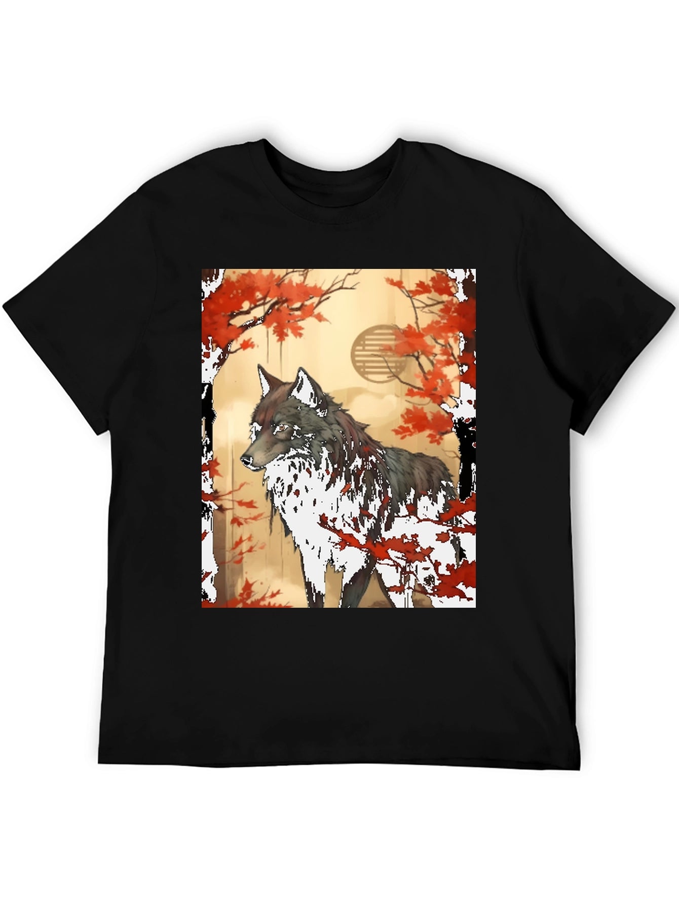 Wolf & Autumn Leaves Graphic Tee