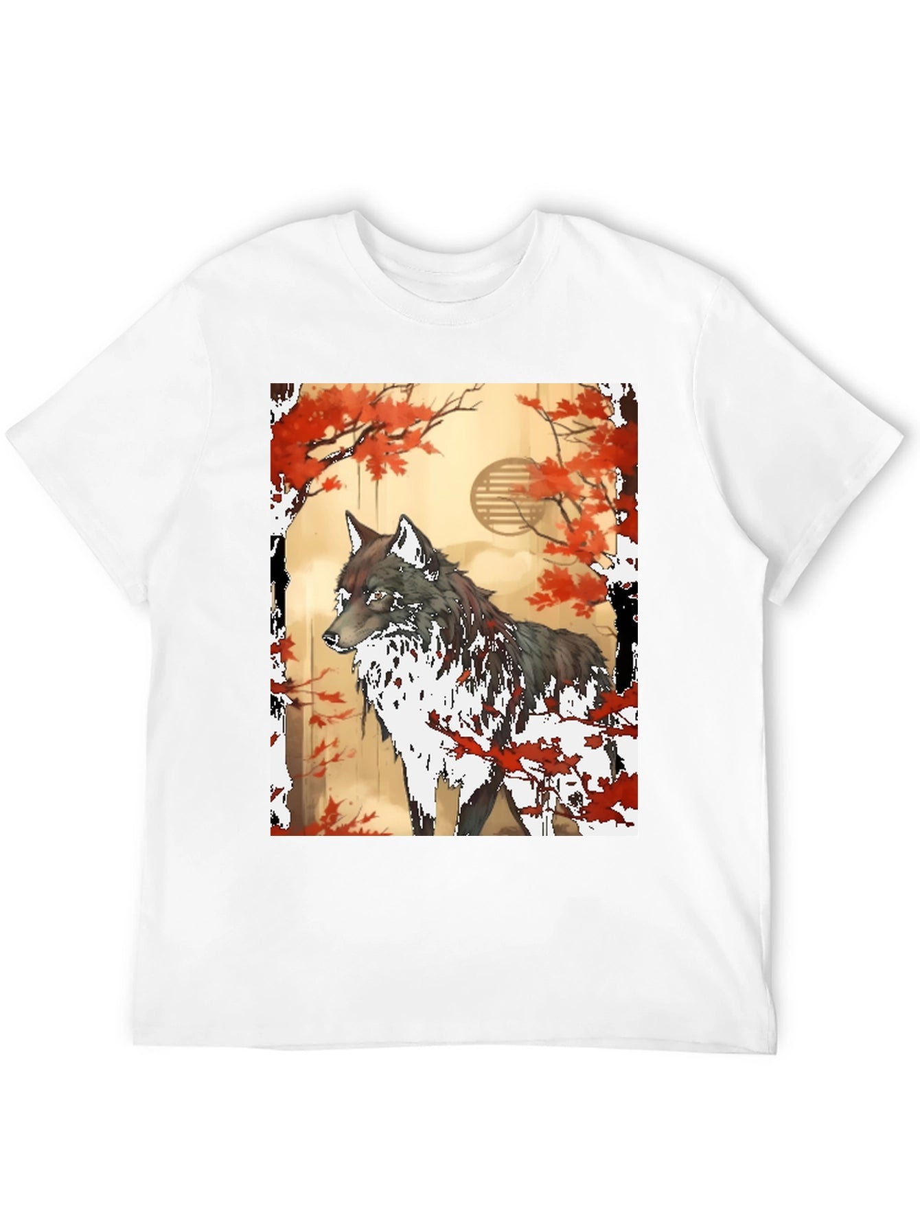 Wolf & Autumn Leaves Graphic Tee