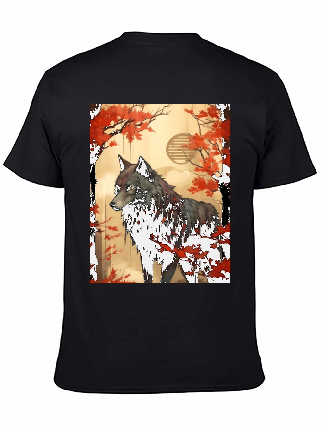 Wolf & Autumn Leaves Graphic Tee