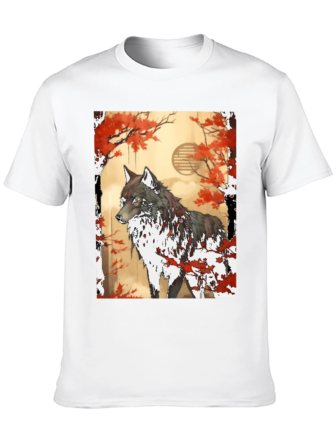 Wolf & Autumn Leaves Graphic Tee