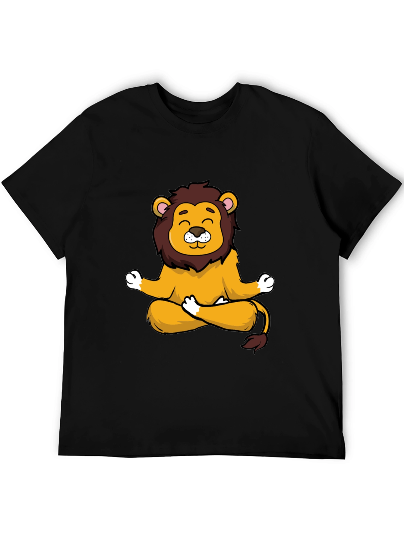 Meditating Lion Graphic Tee - Relaxed Fit Black