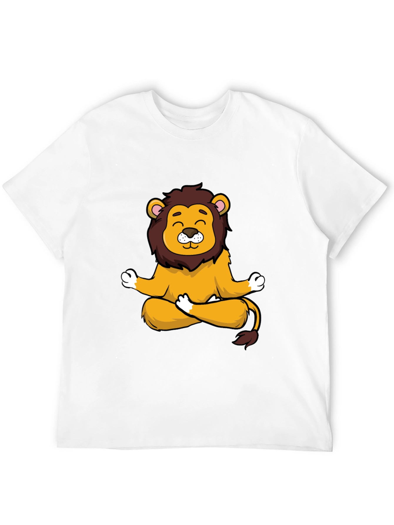 Meditating Lion Graphic Tee - Relaxed Fit Black
