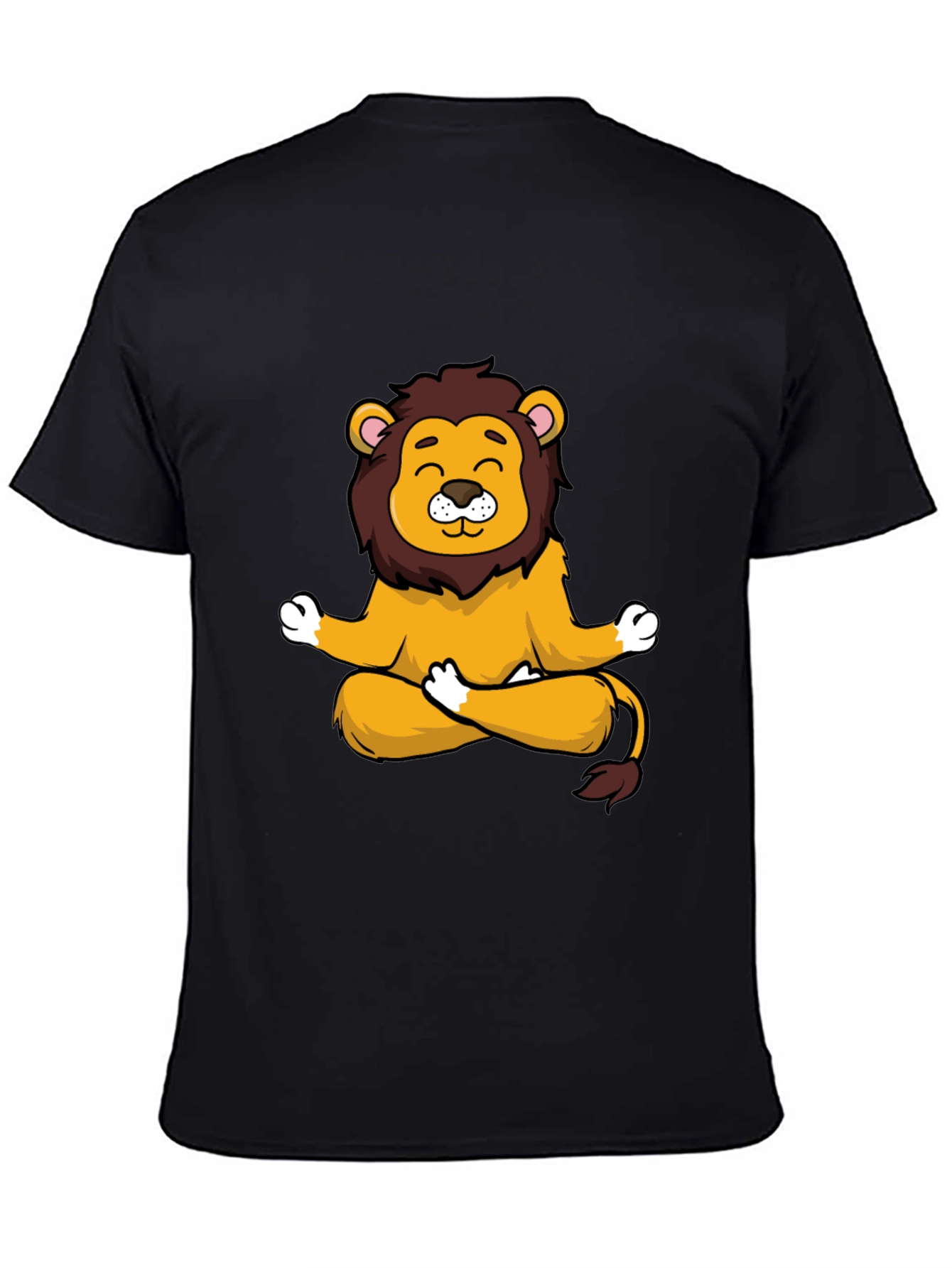 Meditating Lion Graphic Tee - Relaxed Fit Black