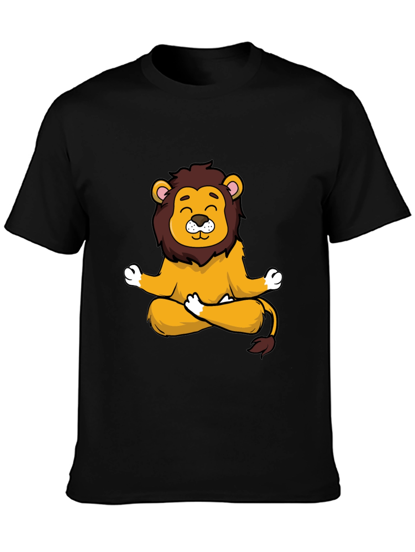 Meditating Lion Graphic Tee - Relaxed Fit Black