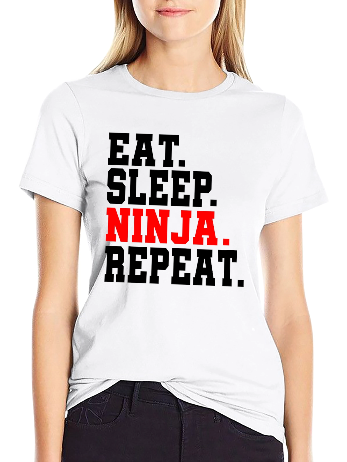Eat Sleep Ninja Repeat Black T-Shirt