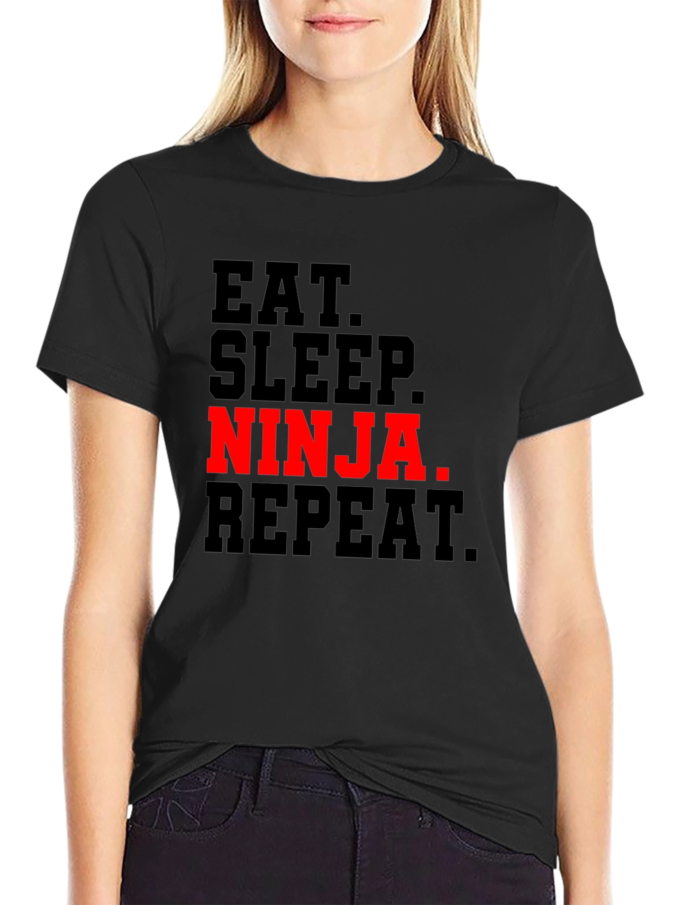 Eat Sleep Ninja Repeat Black T-Shirt