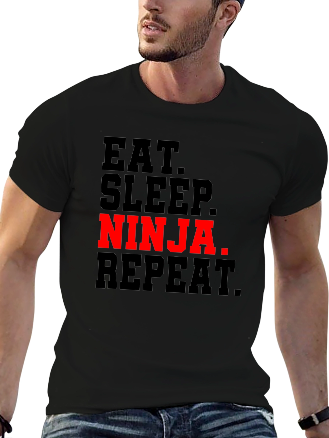 Eat Sleep Ninja Repeat Black T-Shirt
