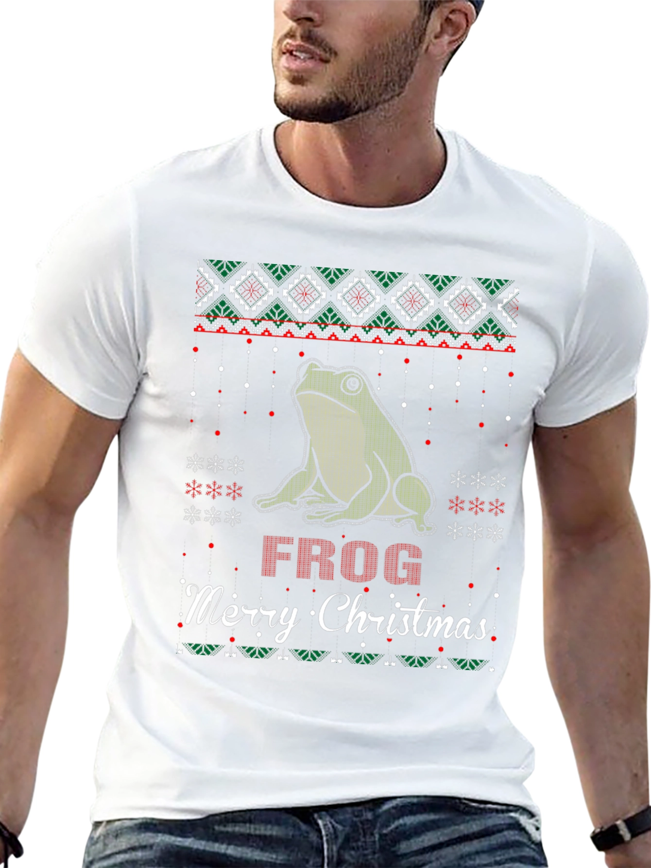 Frog Merry Christmas Ugly Sweater Style T-Shirt