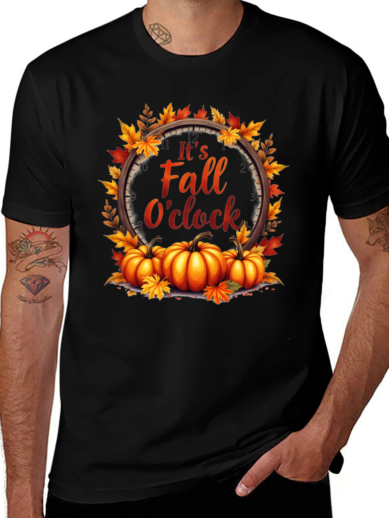 Fall OClock T-Shirt - Autumn Harvest Design