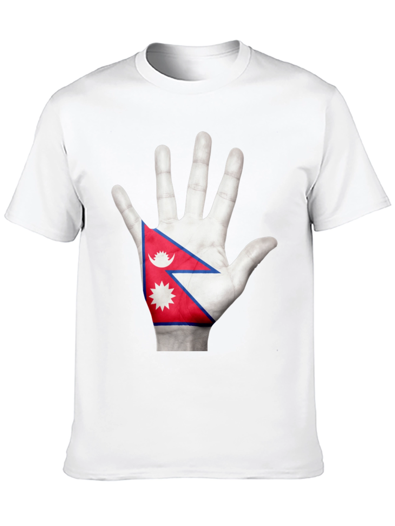 Nepal Flag Hand Graphic Black T-Shirt