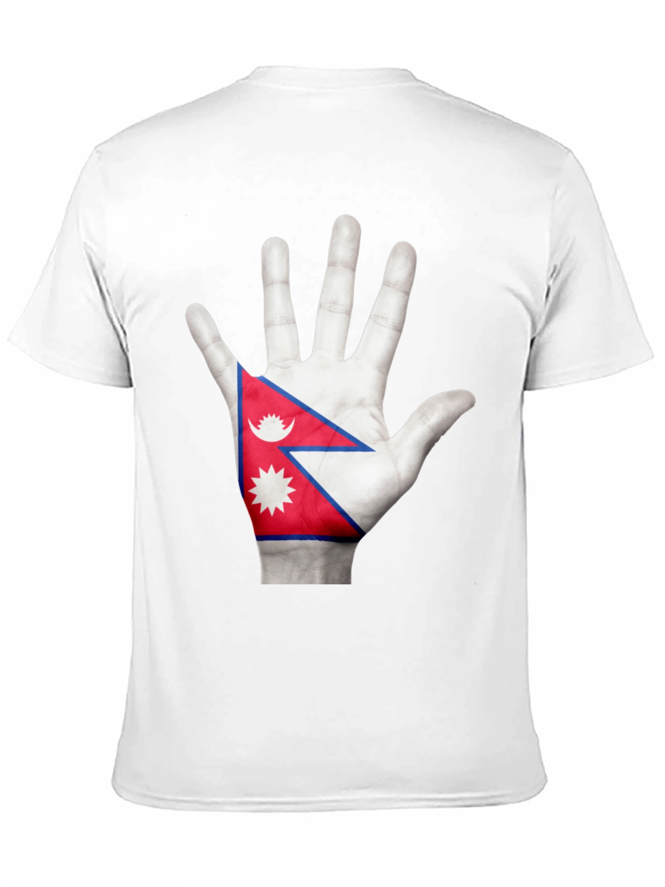 Nepal Flag Hand Graphic Black T-Shirt