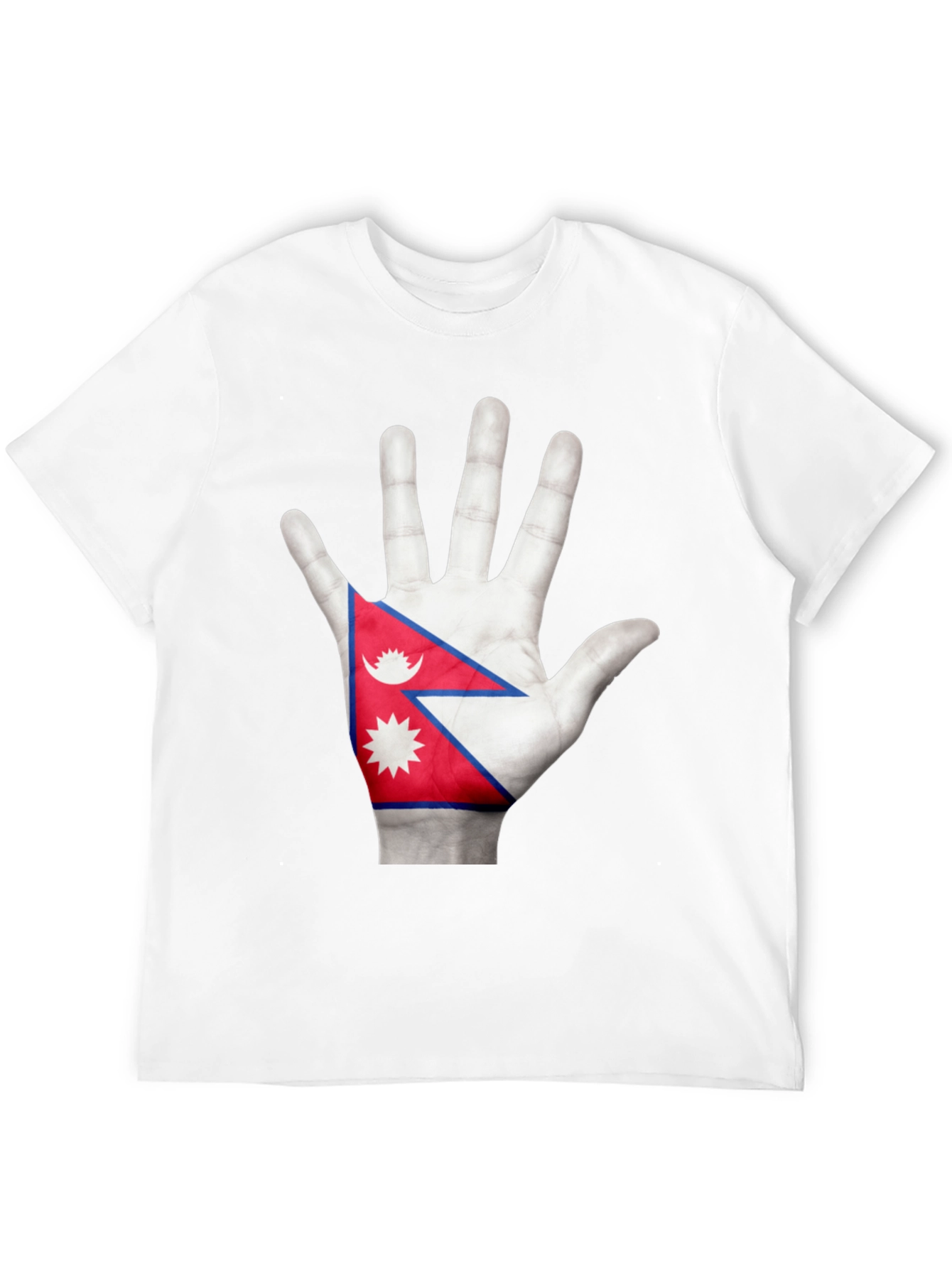 Nepal Flag Hand Graphic Black T-Shirt