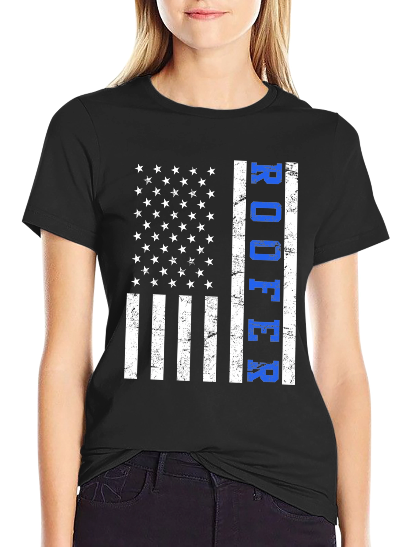 Roofer American Flag T-Shirt Patriotic Job Pride