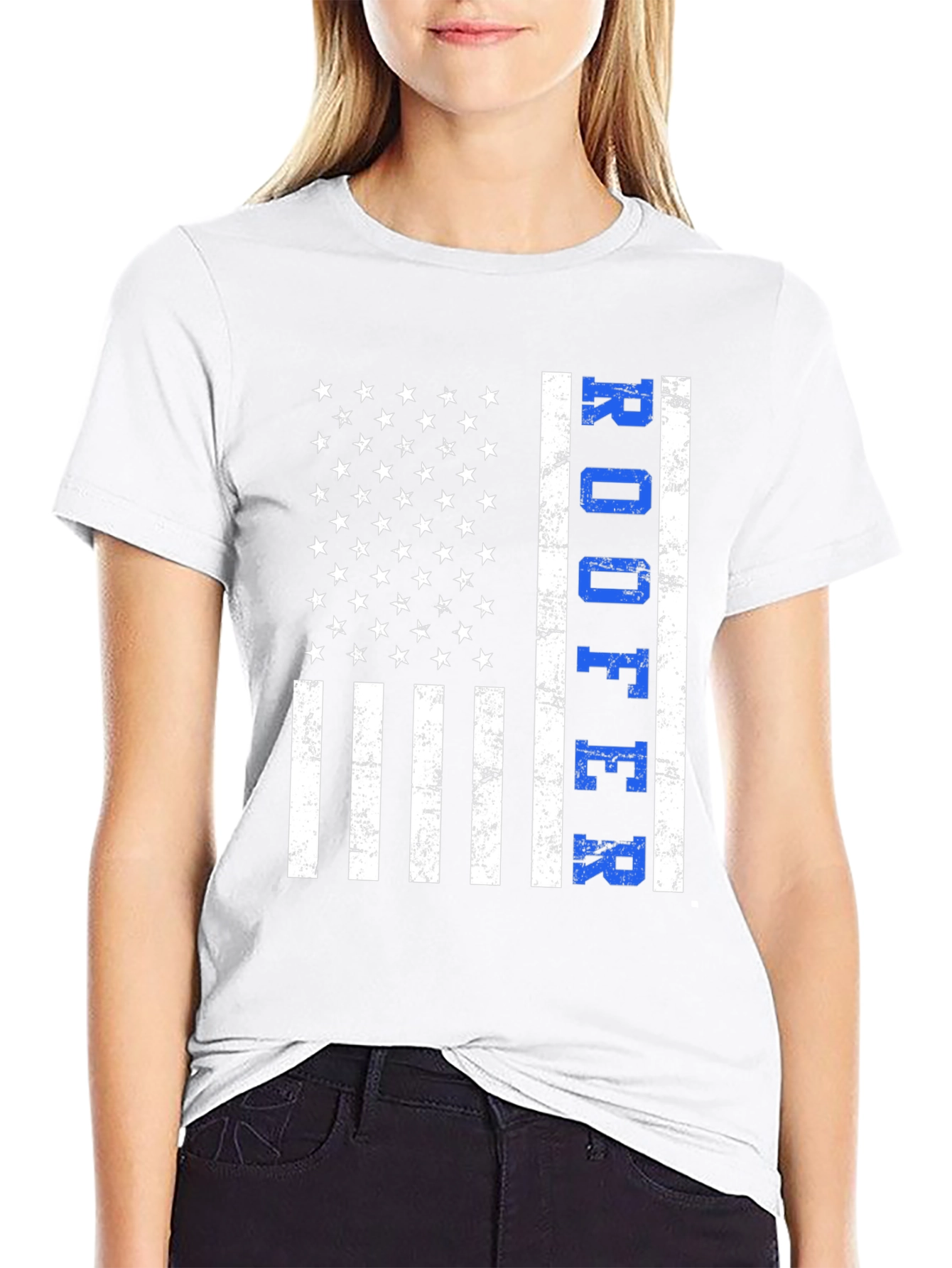 Roofer American Flag T-Shirt Patriotic Job Pride