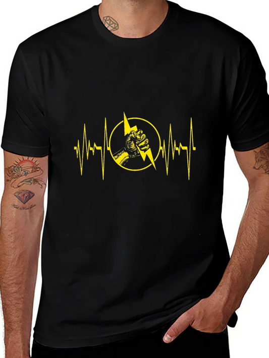 Electric Heartbeat Graphic Tee - Black