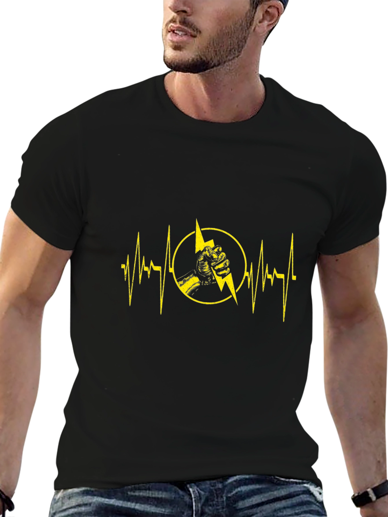 Electric Heartbeat Graphic Tee - Black
