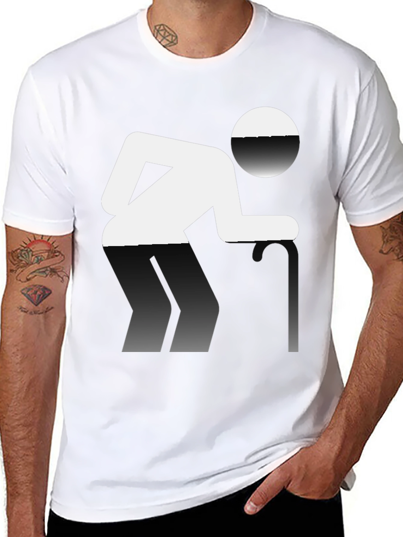 Novelty T-Shirt: Funny Pictogram Design Black Cotton Tee