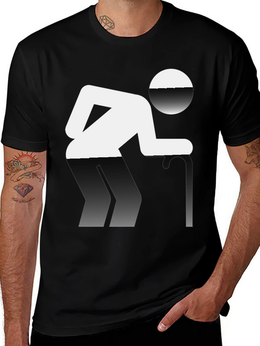 Novelty T-Shirt: Funny Pictogram Design Black Cotton Tee