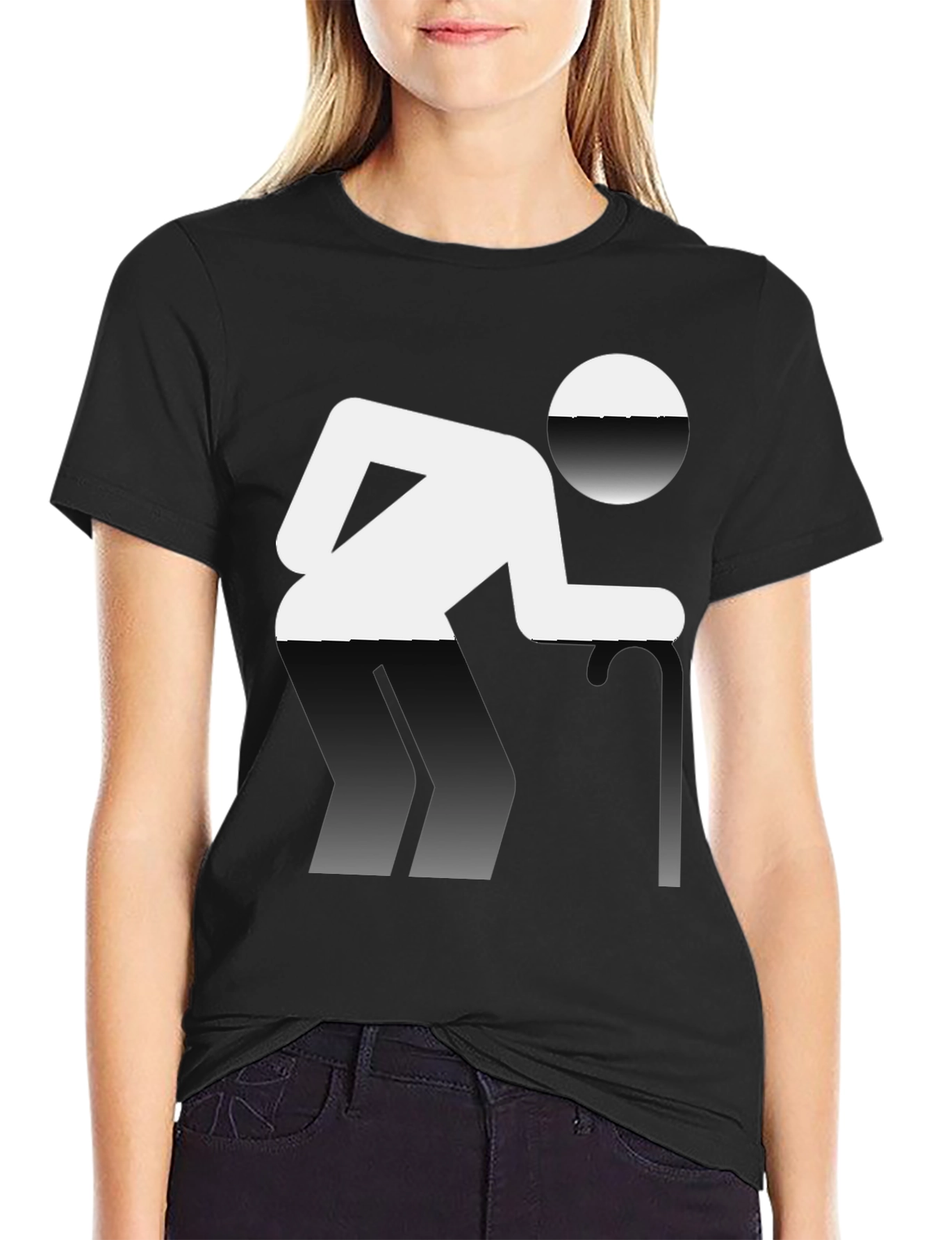 Novelty T-Shirt: Funny Pictogram Design Black Cotton Tee