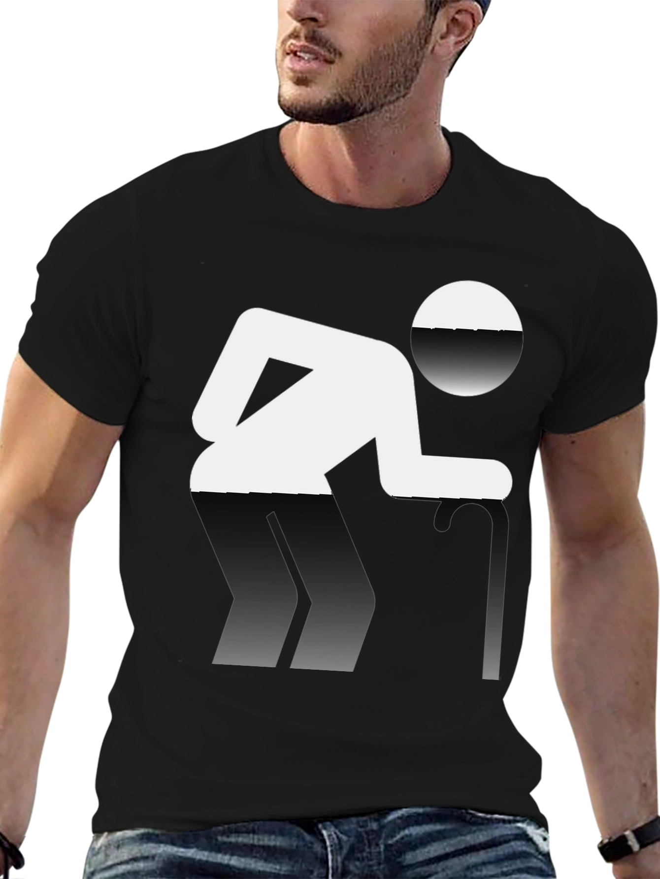 Novelty T-Shirt: Funny Pictogram Design Black Cotton Tee