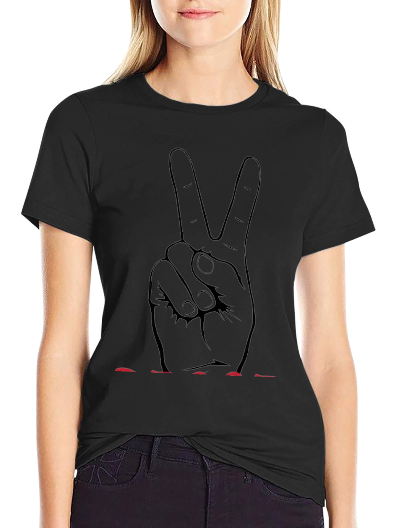 Peace Sign Graphic T-Shirt - Black