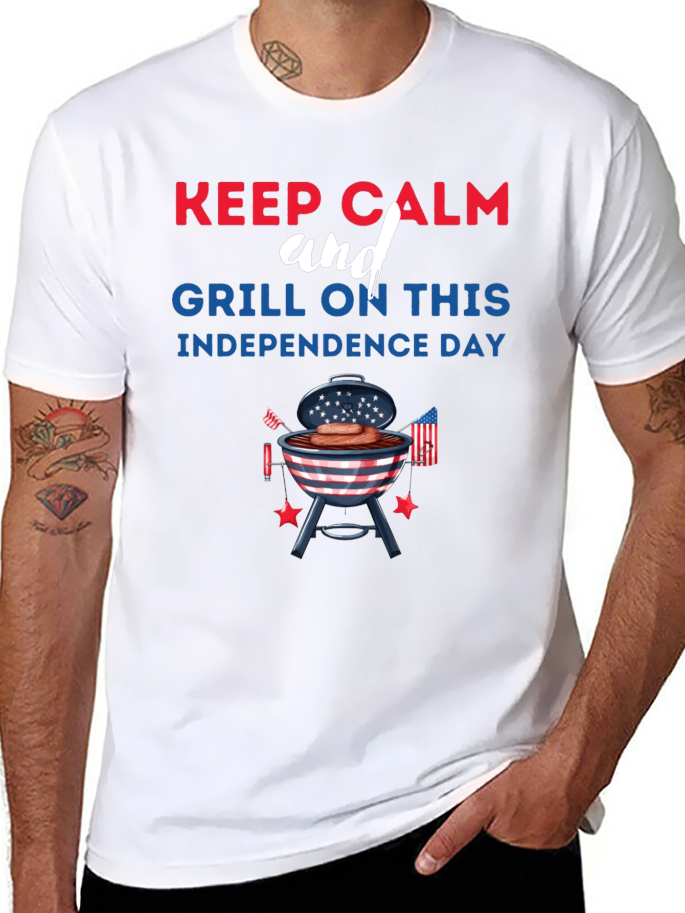 Keep Calm Grill On Independence Day T-Shirt