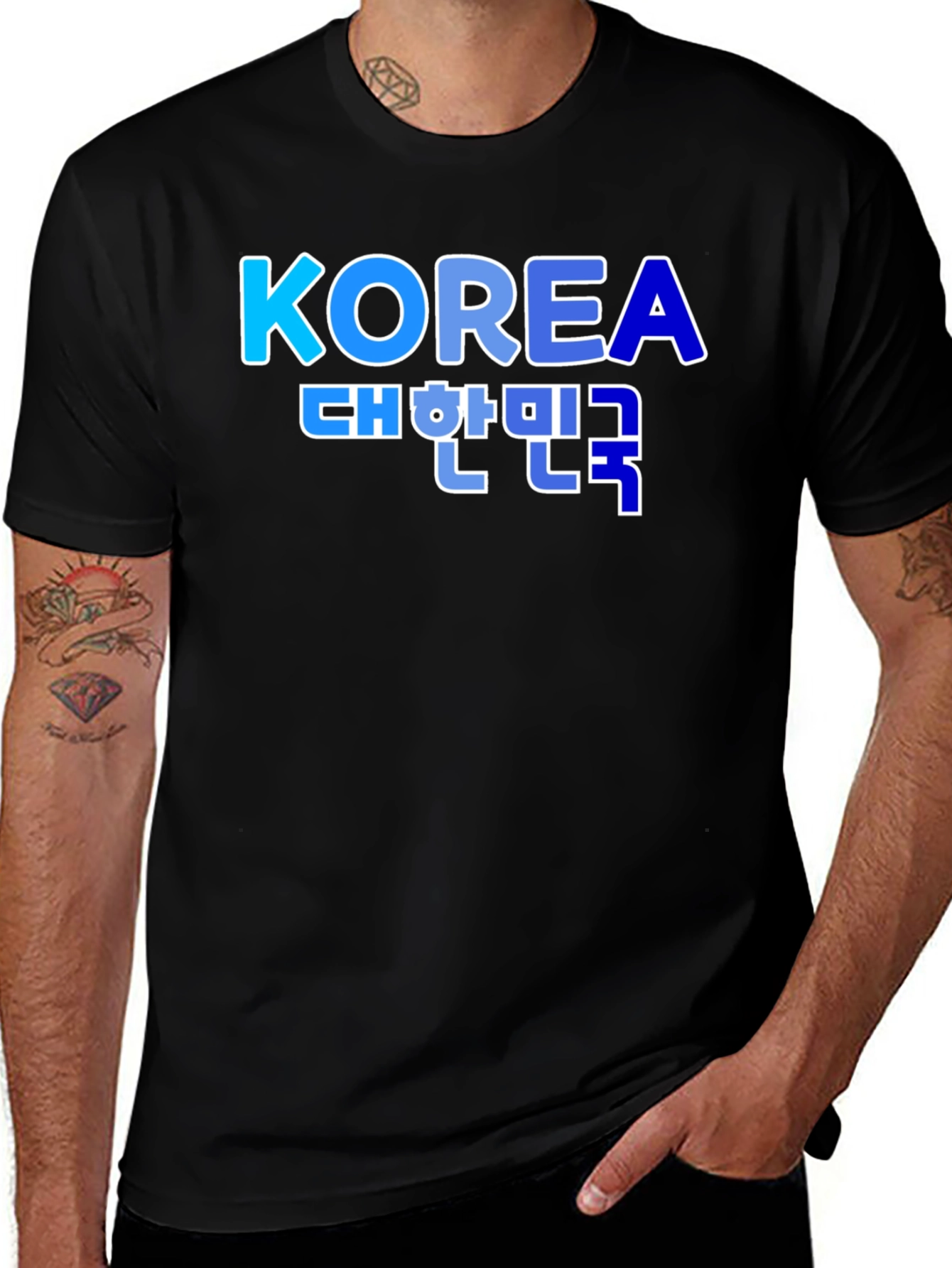 Korea T-Shirt - Black Tee with Vibrant Graphic