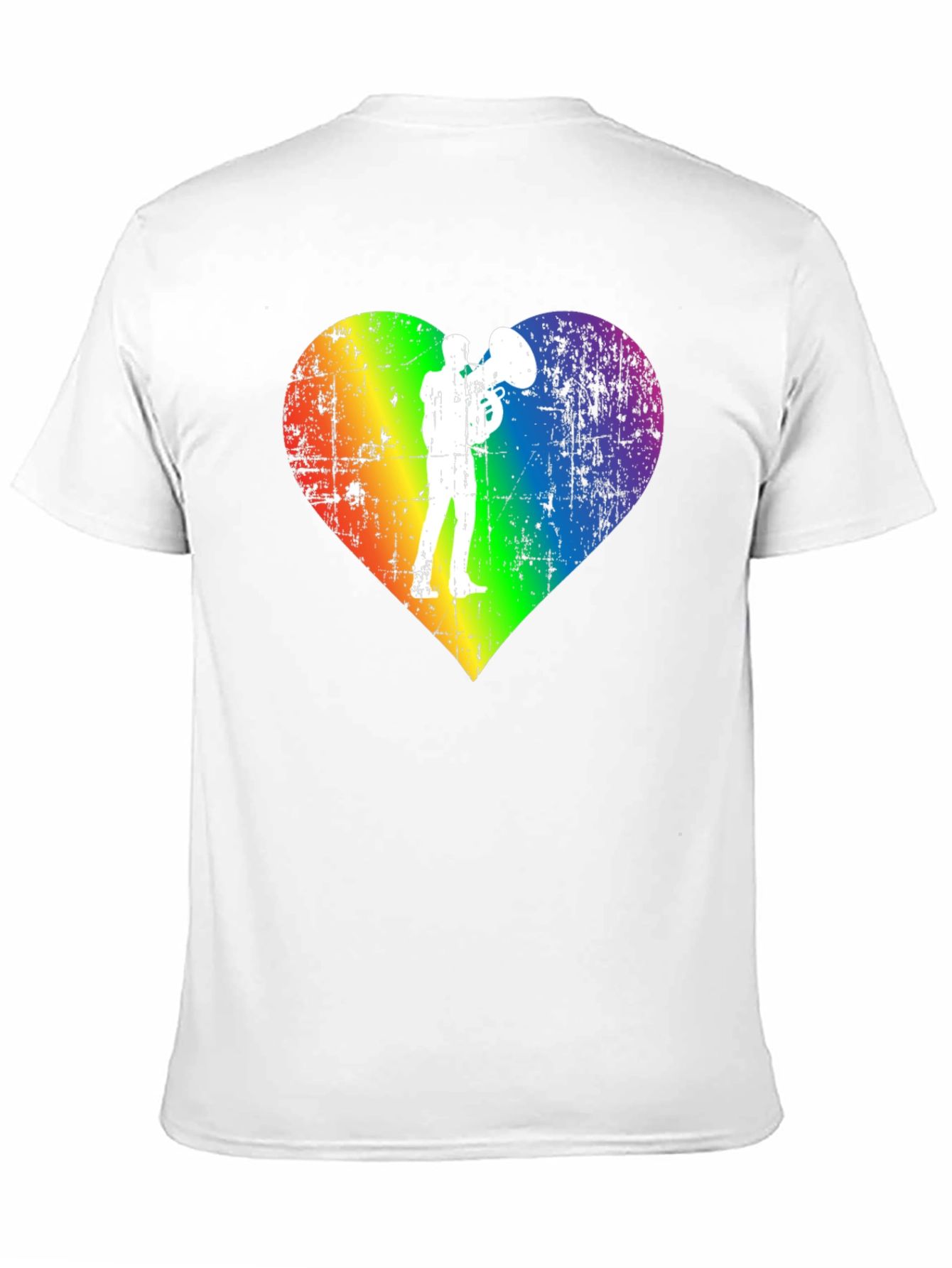 Rainbow Heart Tuba Player Black T-Shirt