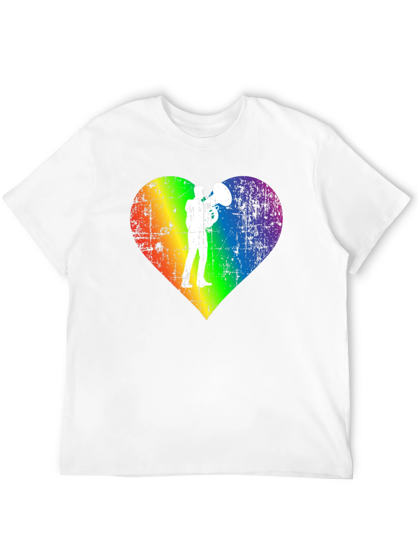 Rainbow Heart Tuba Player Black T-Shirt